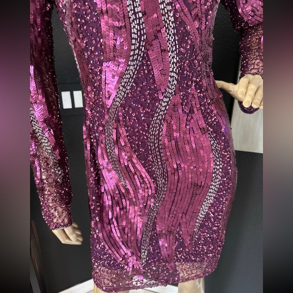 CACHE Cocktail Dress Purple Pink Sequined, Fully Lined, Size 6, NWT!! - Picture 6 of 14